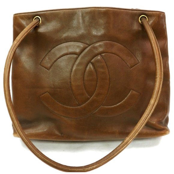 Chanel Handbags - Auth Chanel Brown Leather Tote Bag Large #3655C30